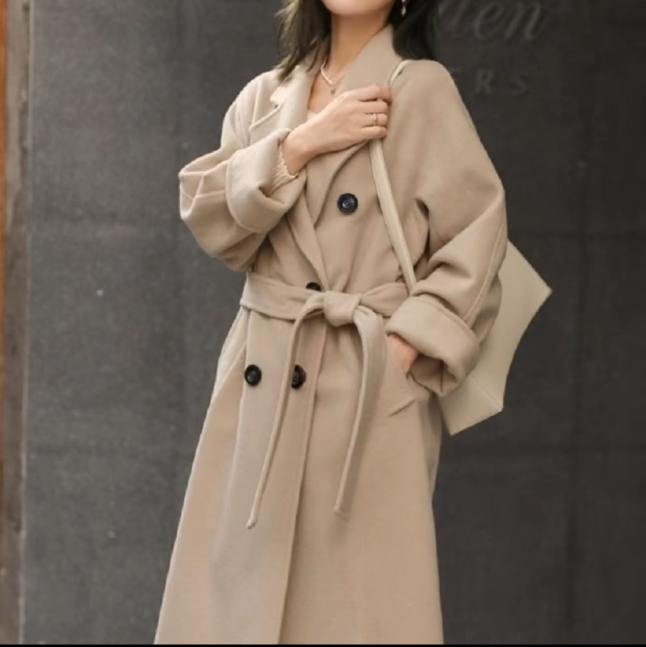 Double-breasted cashmere coat