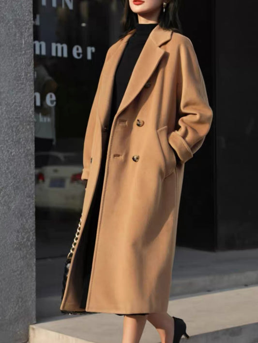 Double-breasted cashmere coat